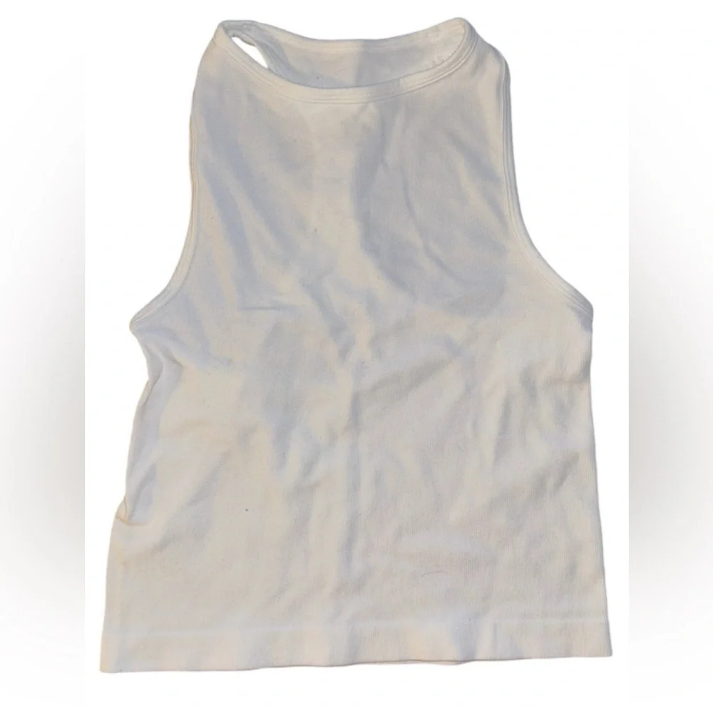 Intimately Free People White High Neck Racerback Cropped Tank Top - Picture 1 of 3